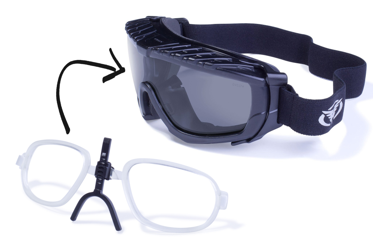 Окуляри захисні з ущільнювачем Global Vision Ballistech-1+RX (smoke) Anti-Fog, сірі окуляри з діоптрійною вставкою в комплекті