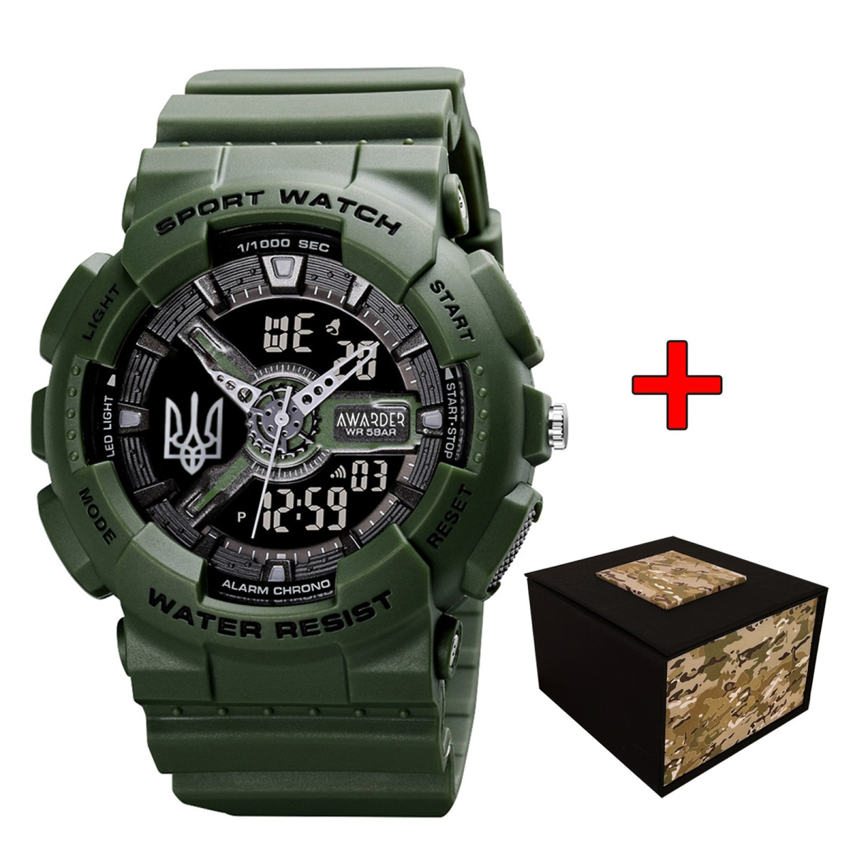Awarder 005 Тризуб срібло Army Green + Коробка