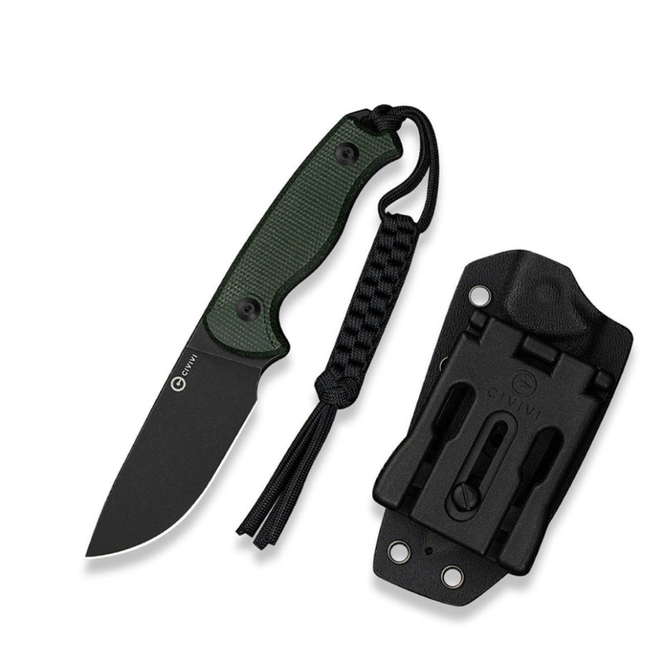 Ніж фіксований тактичний Civivi Timberbark, (8.1 см) 14C28N / Micarta темно-зелений