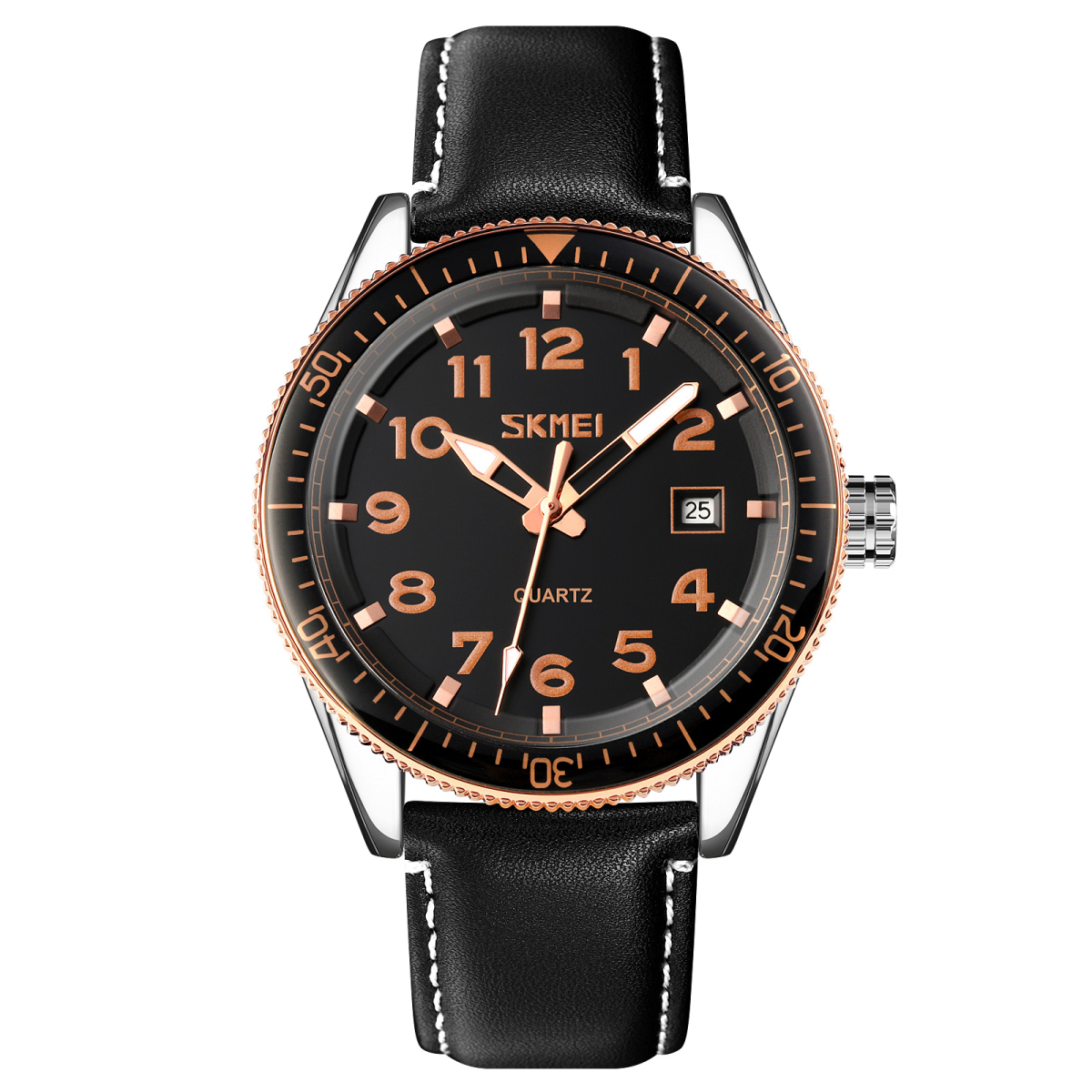 Skmei 9232LRGBK Rose-Gold Black Leather SALE