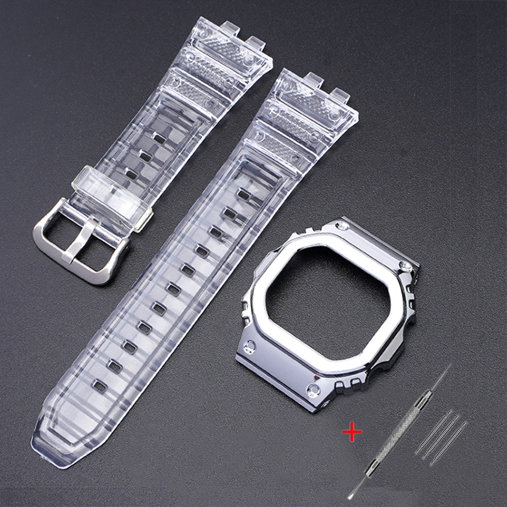 Ремінець + безель (рант) для Casio G-Shock GMW-B5000 Transp Silver SI