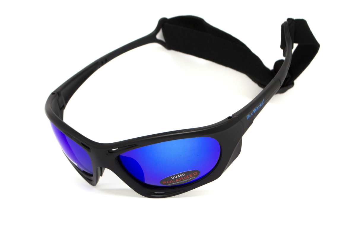 Окуляри поляризаційні BluWater Hydro Polarized (G-Tech™ blue) Anti-Fog, дзеркальні сині в чорній оправі