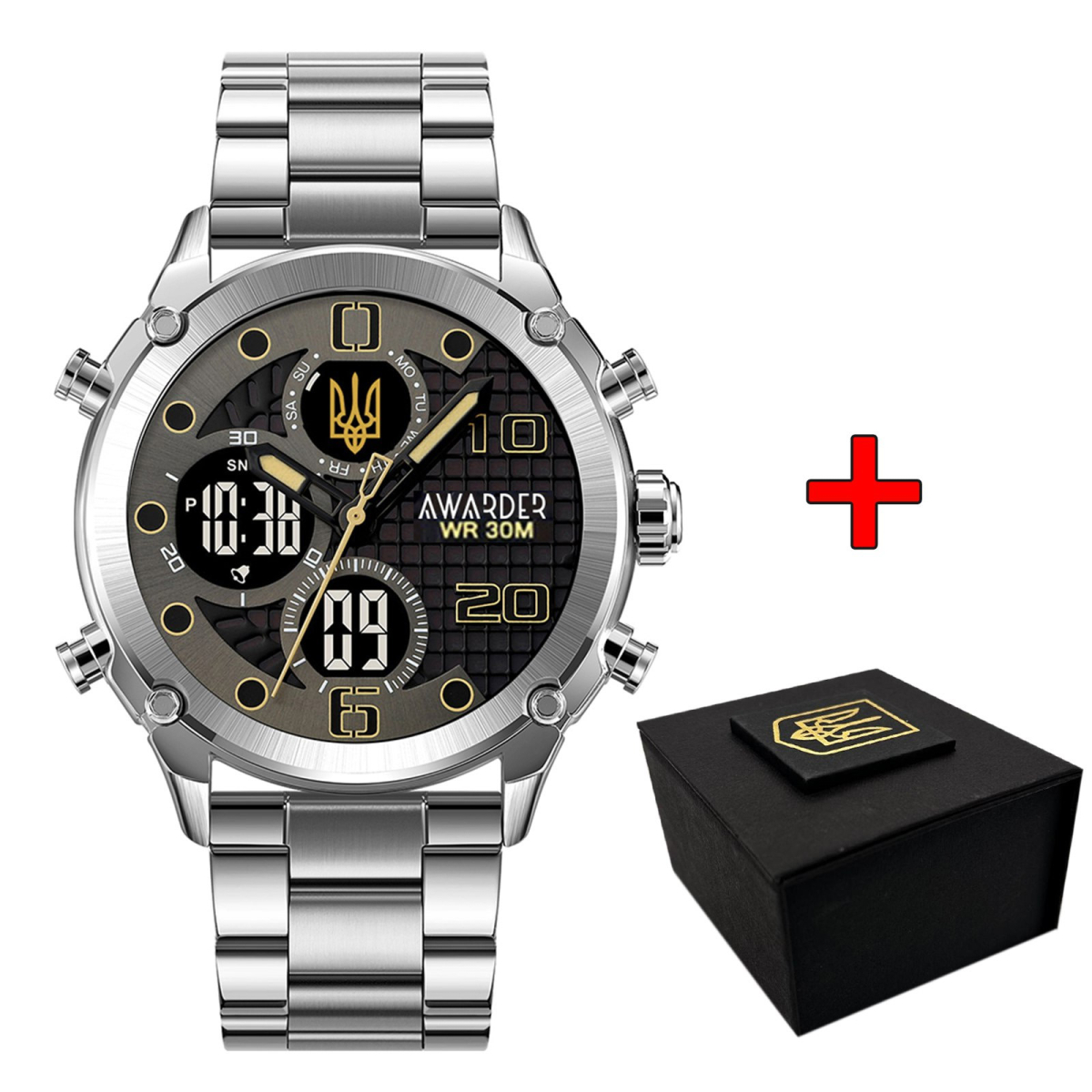 Awarder 017 Тризуб Золото Silver-Black Steel