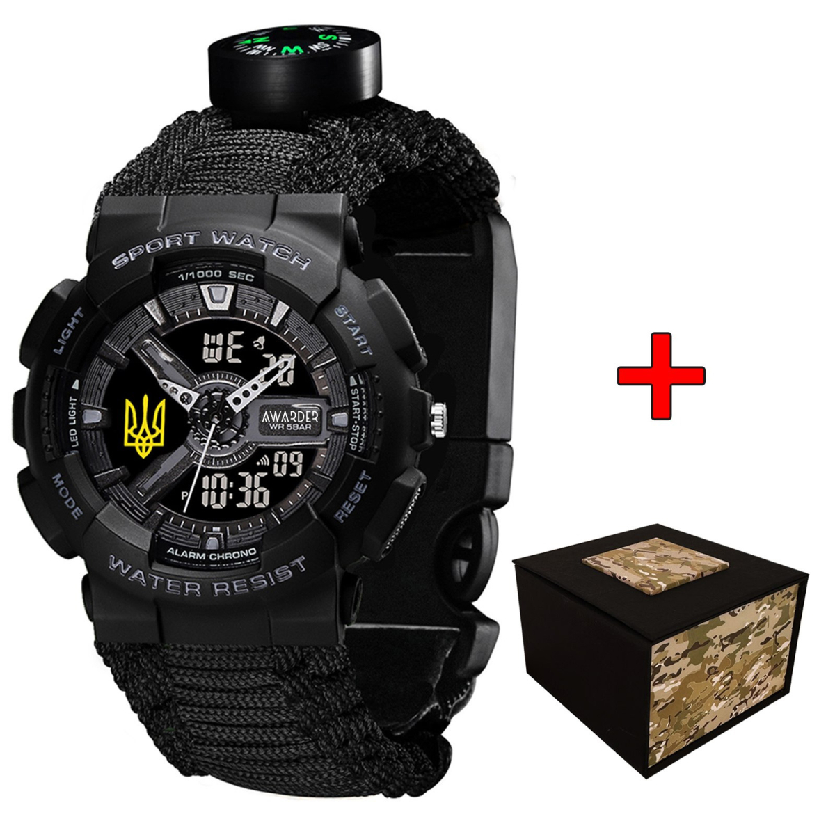 Awarder 005P Тризуб золото Black Паракордовий ремінець Black + Коробка