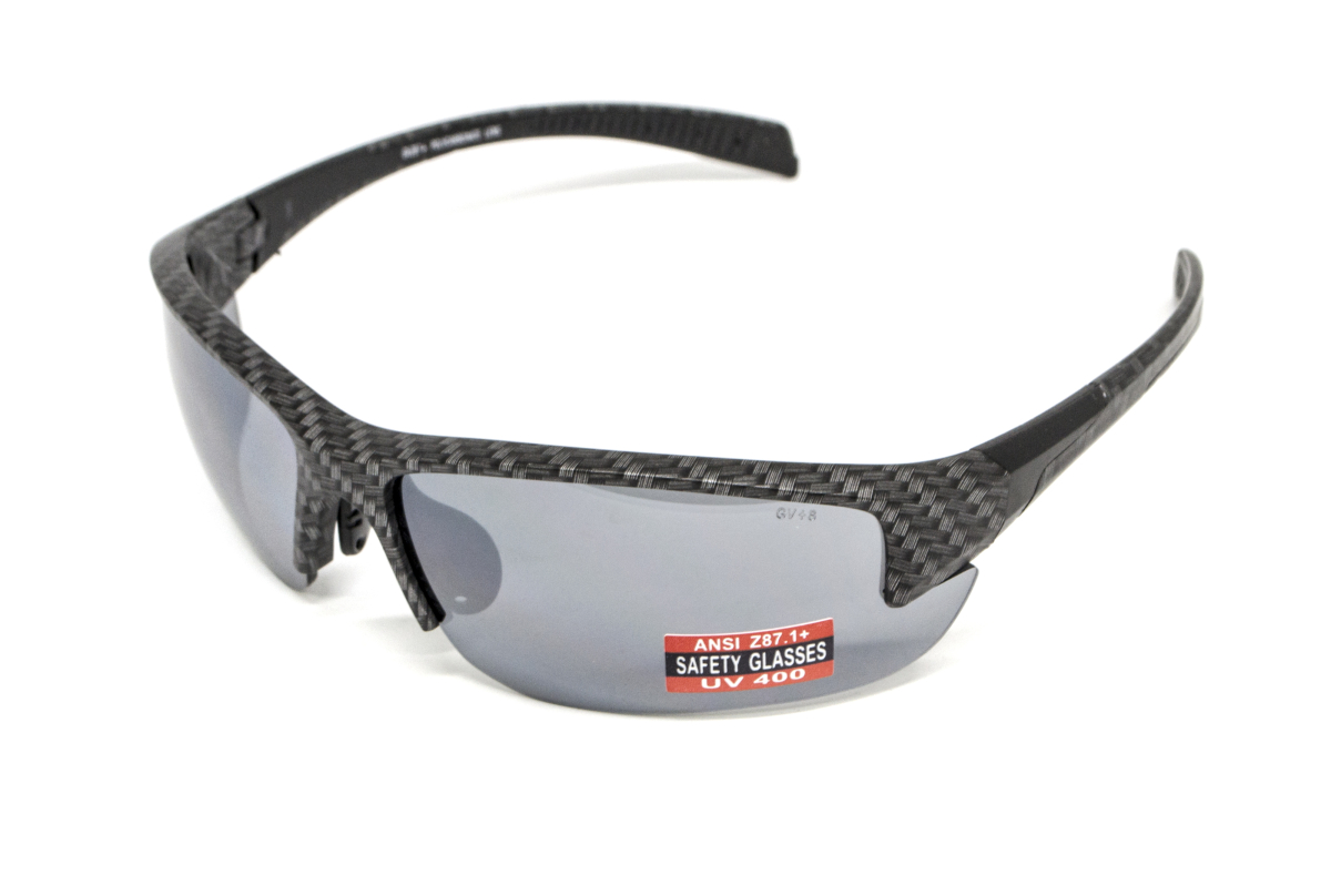 Окуляри захисні Global Vision Hercules-7 Carbon (flash mirror), дзеркальні сірі в графітовій оправі