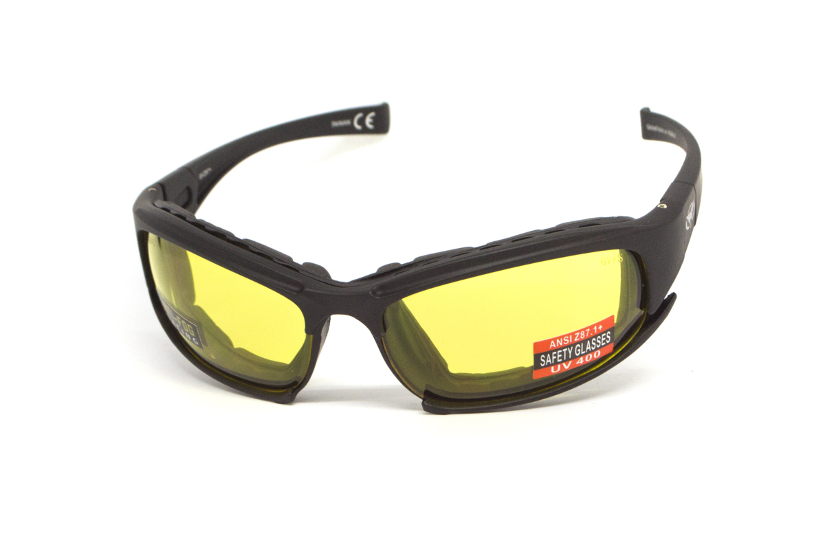 Окуляри захисні з ущільнювачем Global Vision Assault (yellow) Anti-Fog, жовті