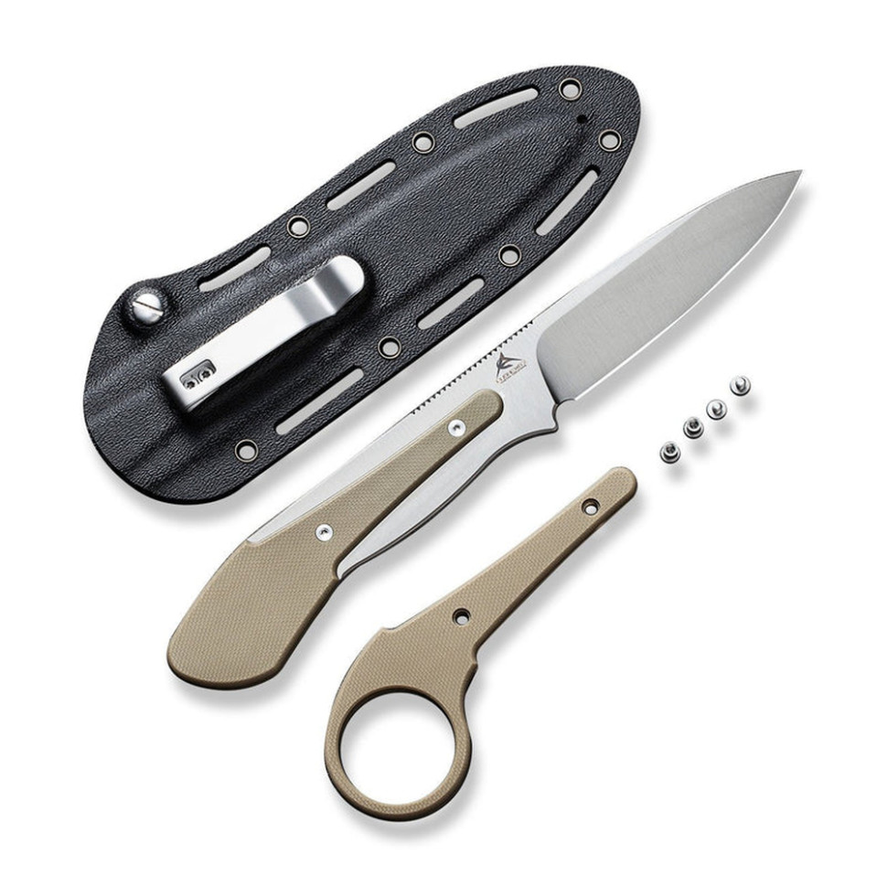 Ніж фіксований тактичний Civivi Varius, (9.5 см) D2 / G10 коричневий