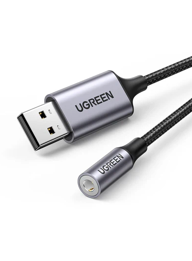 Перехідник Ugreen CM477 USB to 3.5 мм Audio Adapter 25см