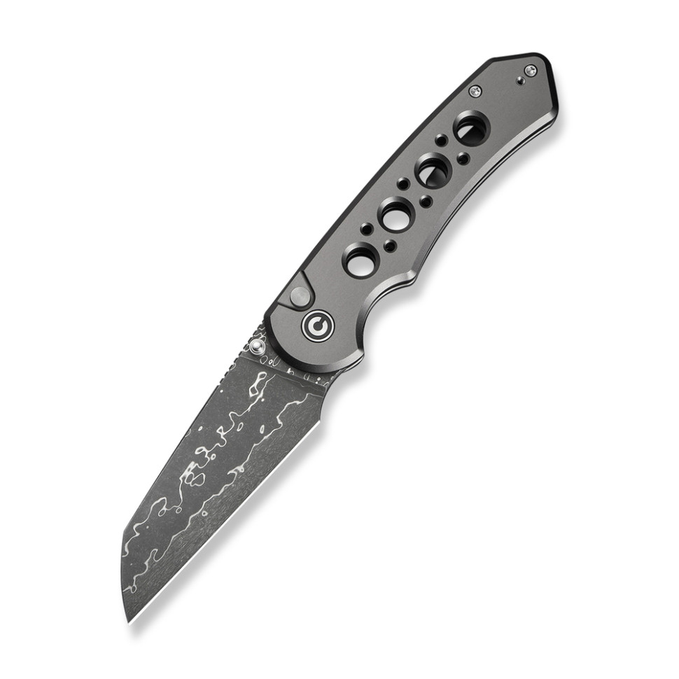 Ніж складаний туристичний Civivi Pragma Prime, (8.9 см) Damascus / Aluminum сірий