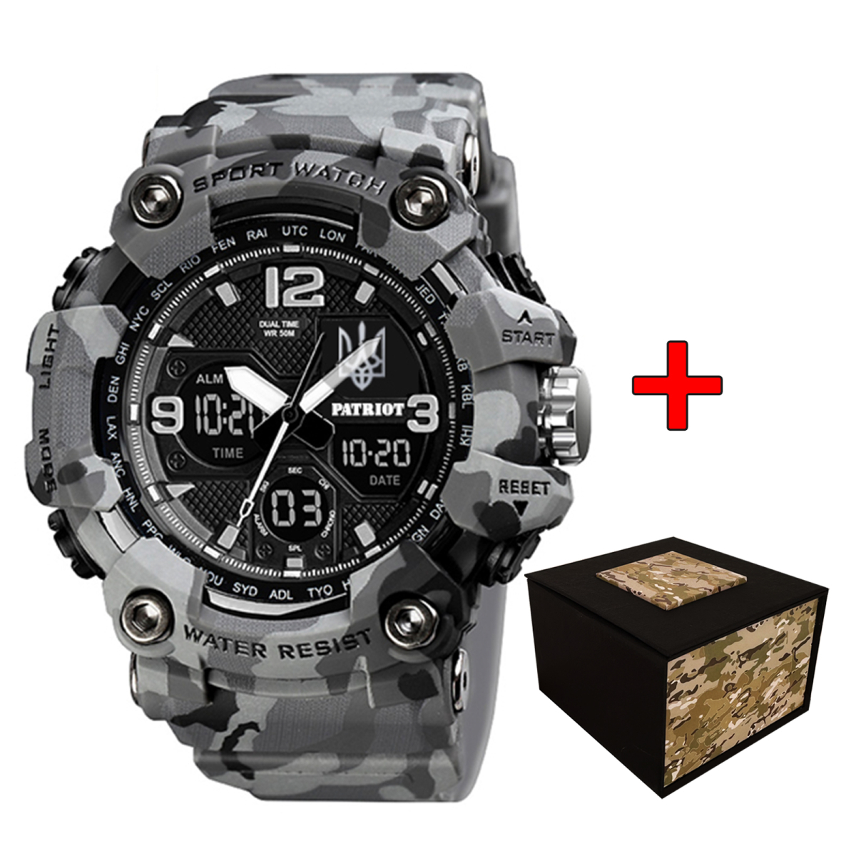 Patriot 006CMGYUASI Тризуб срібло Сірий камуфляж + Коробка.