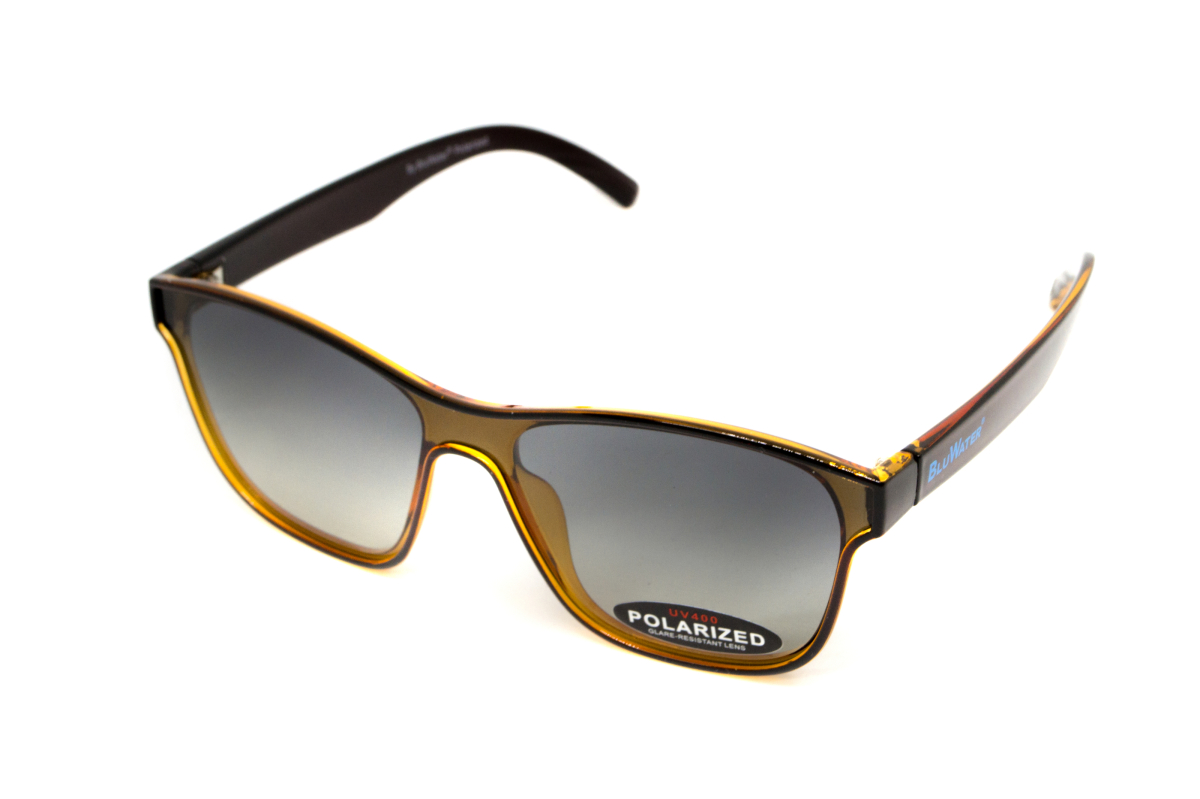 Окуляри поляризаційні BluWater Saltee Polarized (gradient gray), сірі з градієнтом лінзи в коричневій напівпрозорій оправі