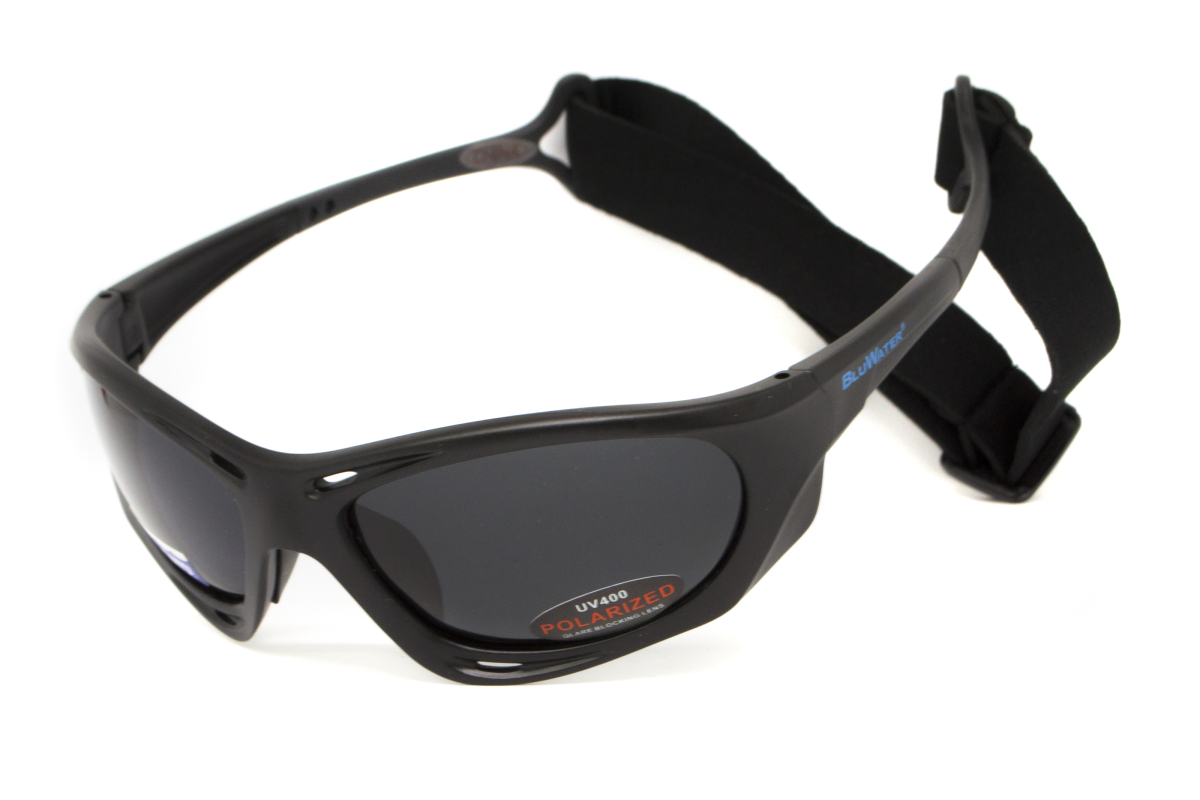 Окуляри поляризаційні BluWater Hydro Polarized (dark gray) Anti-Fog, чорні лінзи в чорній оправі