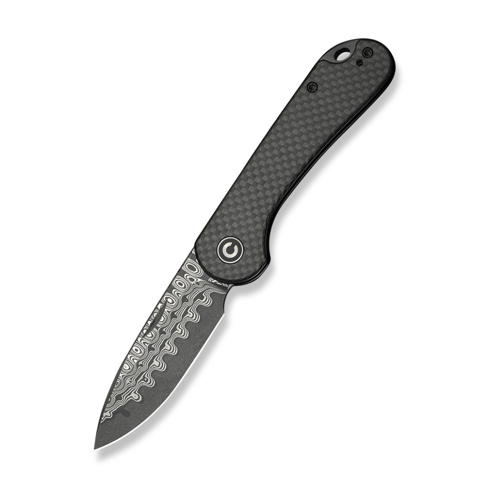 Ніж складаний кишеньковий Civivi Elementum Slip Joint, (7.5 см) Damascus / Carbon Fiber сірий