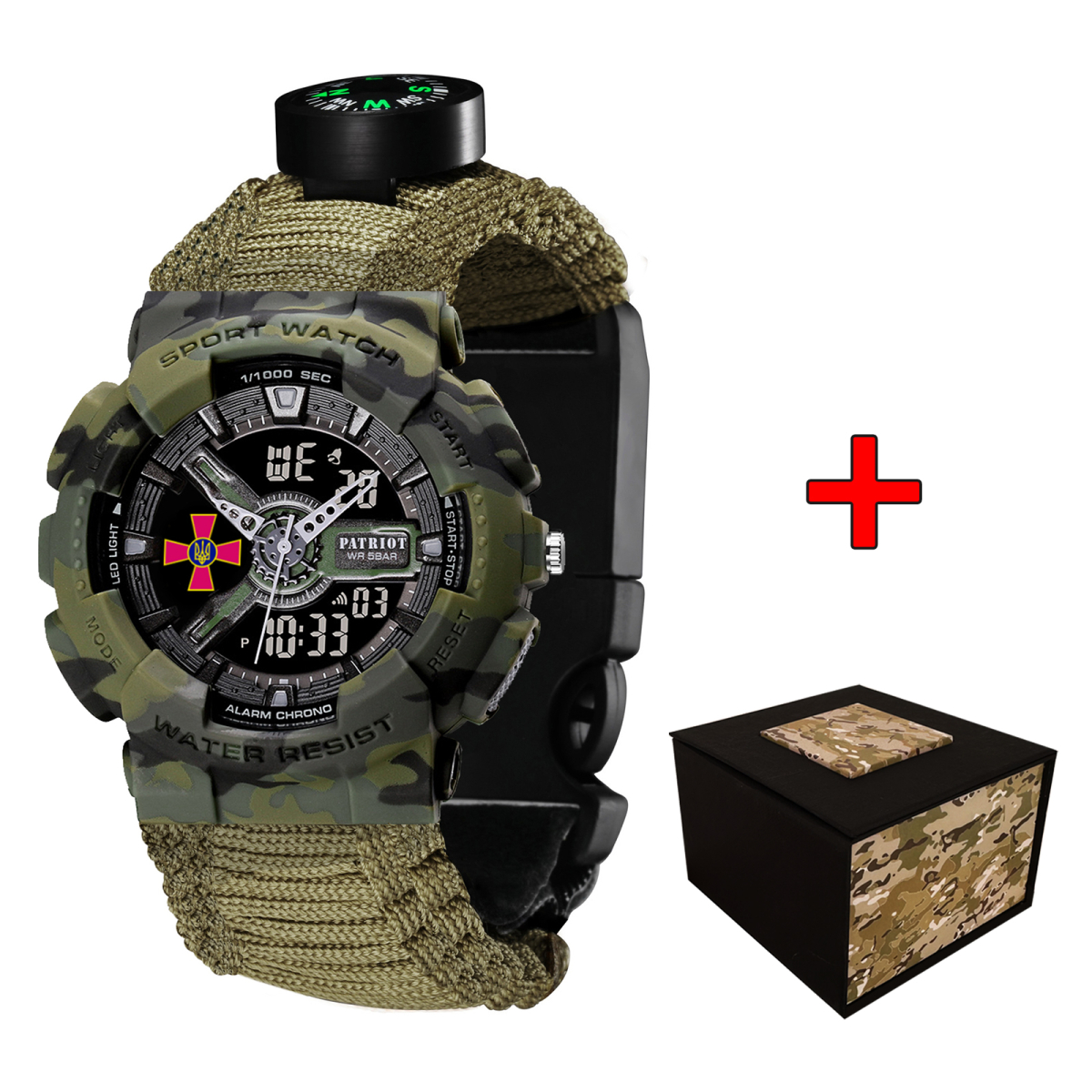 Patriot 005CMGRSU ЗСУ Зелений камуфляж Паракордовий ремінець Army Green + Коробка.