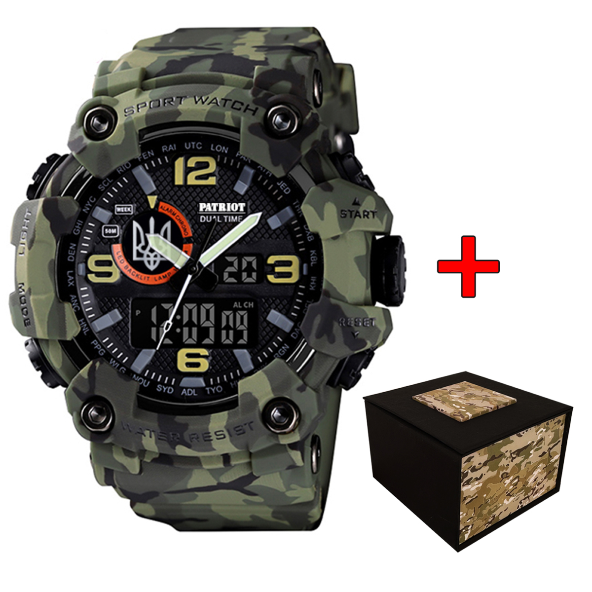 Patriot 002CMGRUASI Тризуб срібло Зелений камуфляж + Коробка.