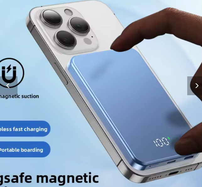 Ультратонкий портативний зарядний пристрій (Повербанк) для MagSafe, магнітний бездротовий швидкий зарядний пристрій зі світлодіодним дисплеєм для iPhone, Samsung, Airpods
