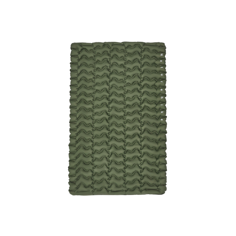 Матрац туристичний надувний двомісний  Naturehike CNK2550WS019, 200х125х6.5 см, зелений, для кемпінгу із мішком для надування