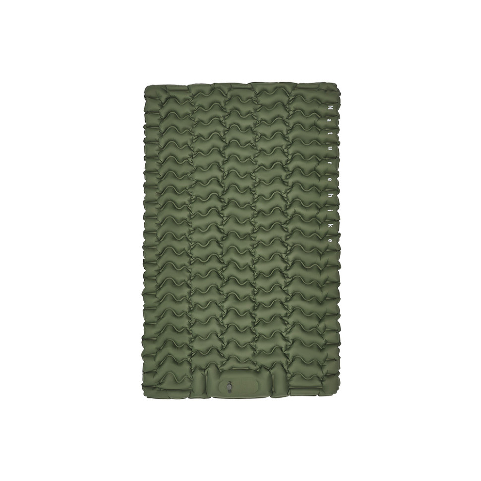 Матрац туристичний надувний двомісний Naturehike CNK2550WS019, 200х125х6.5 см, зелений із вбудованою помпою для надування