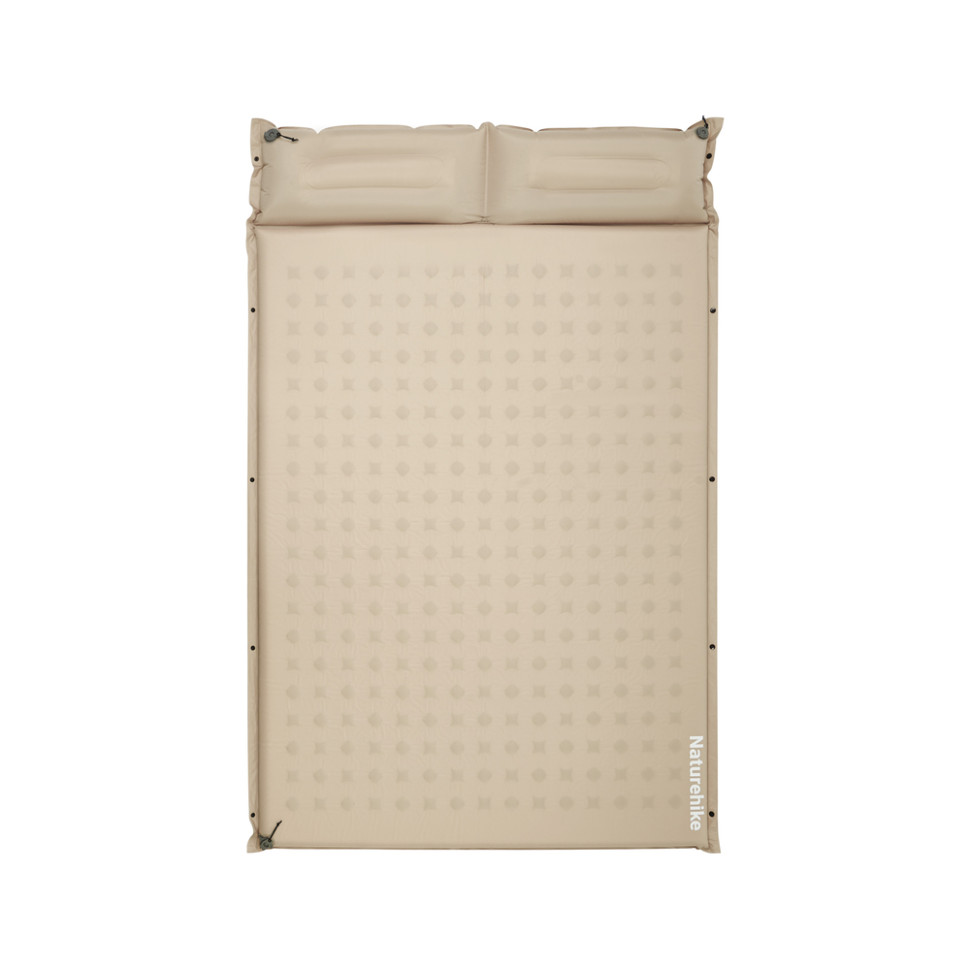 Матрац туристичний із подушкою, самонадувний двомісний Naturehike CNK2550WS025, вологостійкий, 200х130х6 см, бежевий