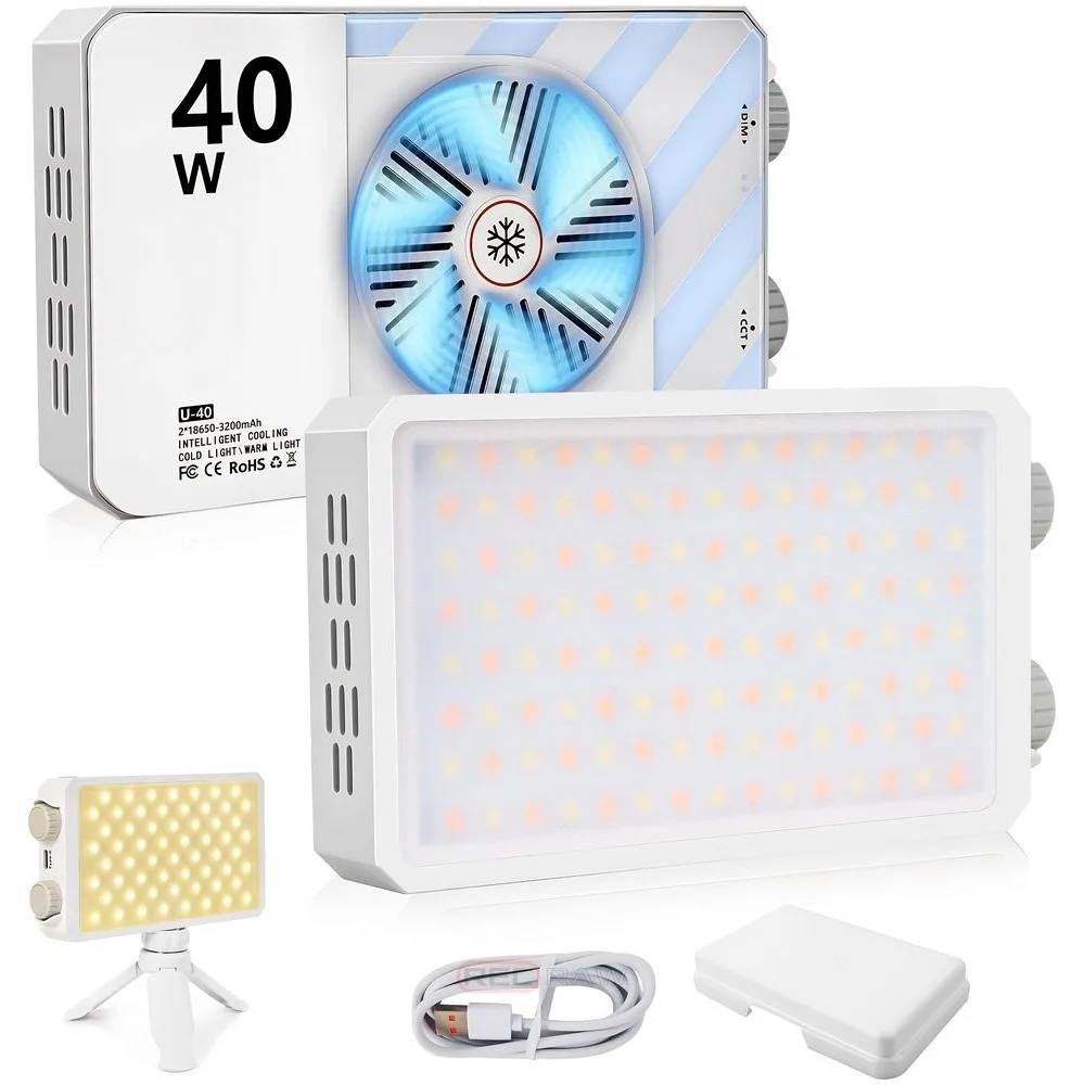 Портативний LED світильник 40W U-40 Bi-Color 2500–9000K CRI95+ з акумулятором та Power Bank